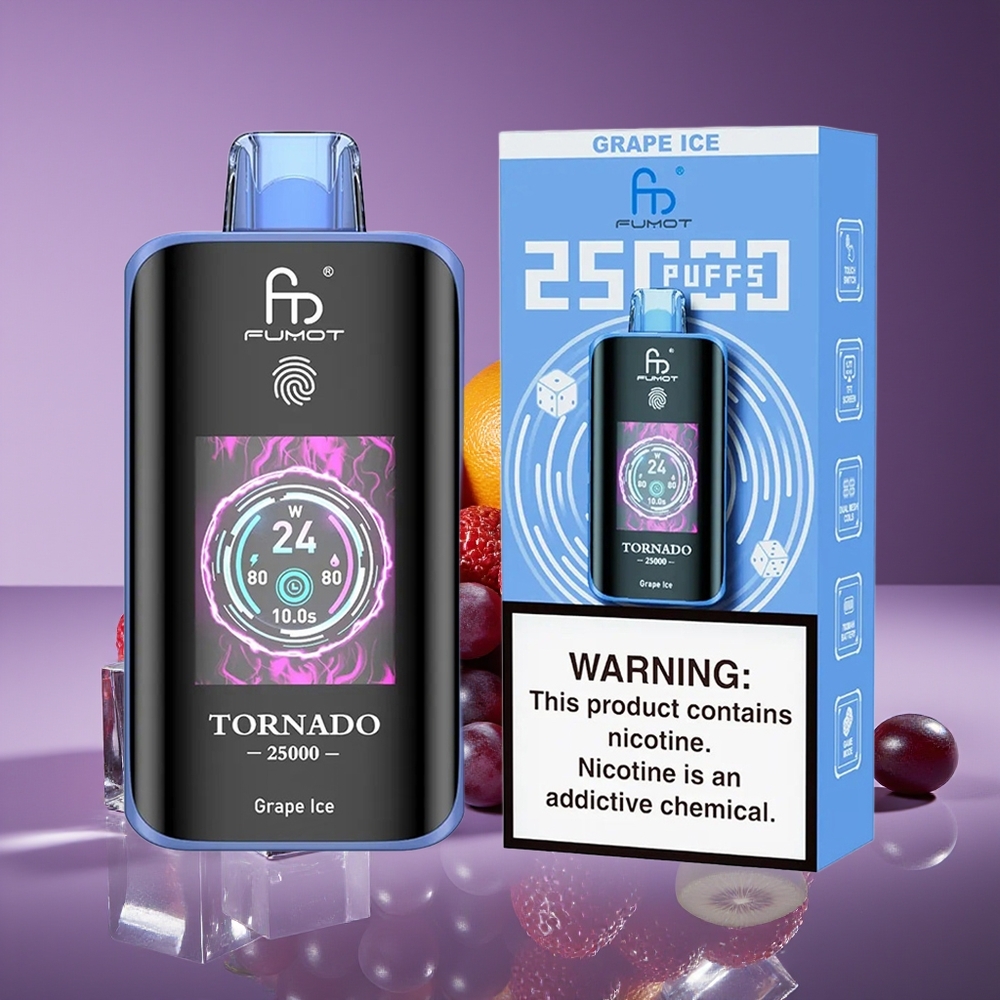 Fumot Tornado 25000 Puffs HD Screen 700mAh Rechargeable Grape Ice Disposable Vape
