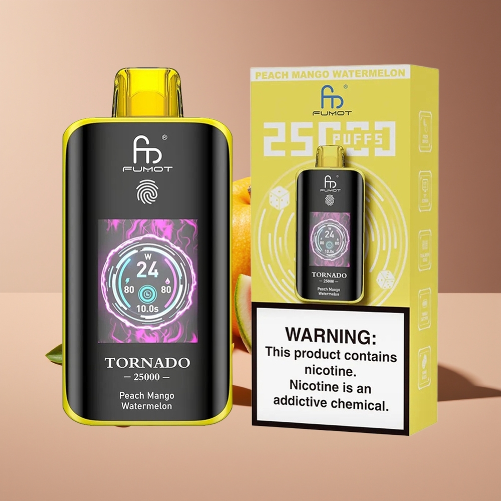 Fumot Tornado 25000 Puffs HD Screen 700mAh Rechargeable Peach Mango Watermelon Disposable Vape