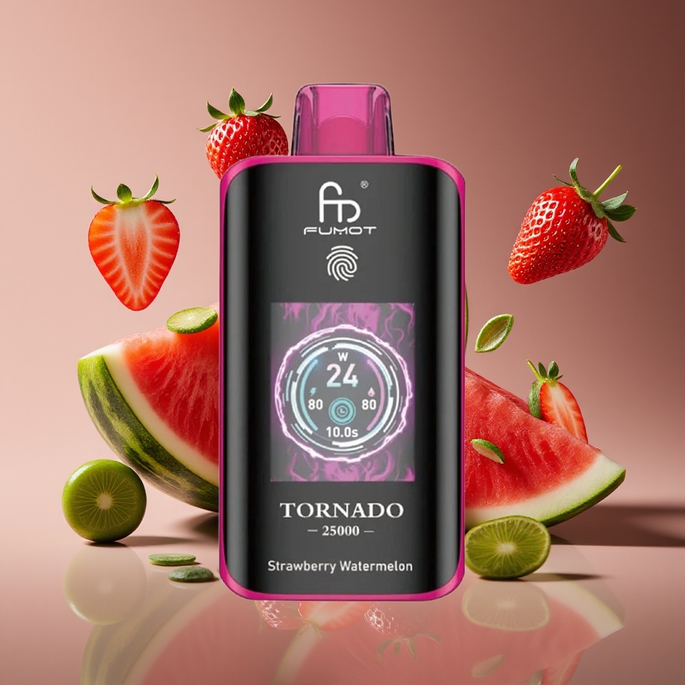 Fumot Tornado 25000 Puffs HD Screen 700mAh Rechargeable Strawberry Watermelon Disposable Vape