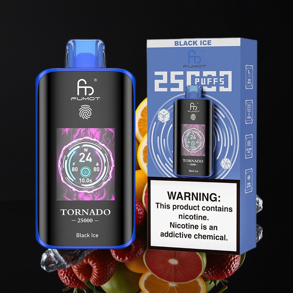 Fumot Tornado 25000 Puffs HD Screen Rechargeable 20ml Black Ice Disposable Vape
