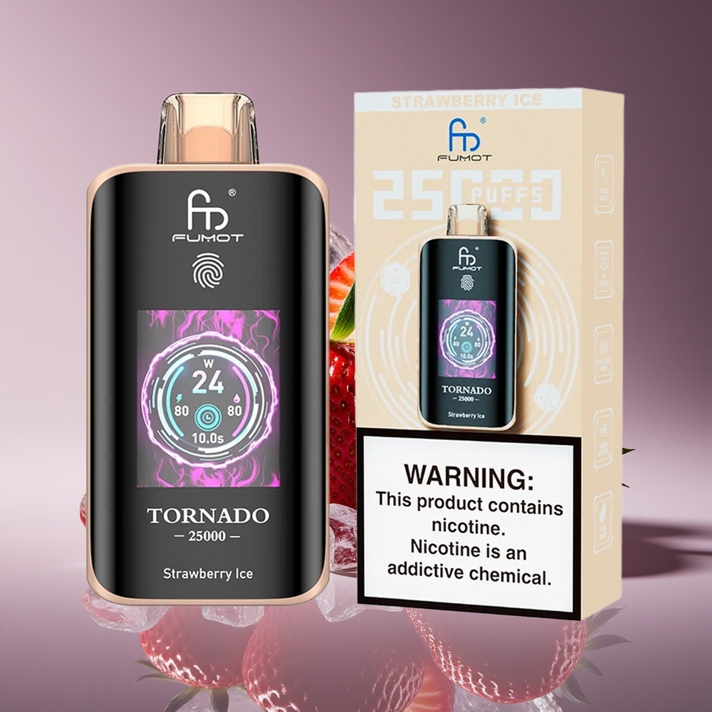 Fumot Tornado 25000 Puffs HD Screen Rechargeable Strawberry Ice Disposable Vape