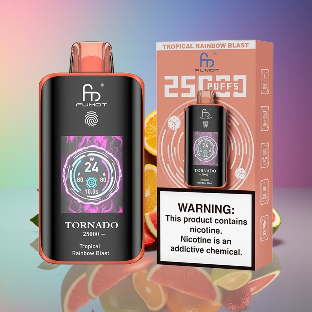 Fumot Tornado 25000 Puffs HD Screen Rechargeable Tropical Rainbow Blast