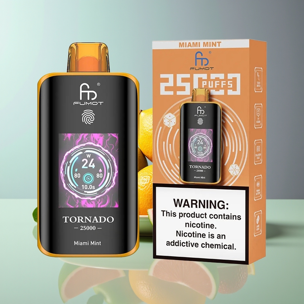 Fumot Tornado 25000 Puffs Rechargeable HD Screen Miami Mint Disposable Vape
