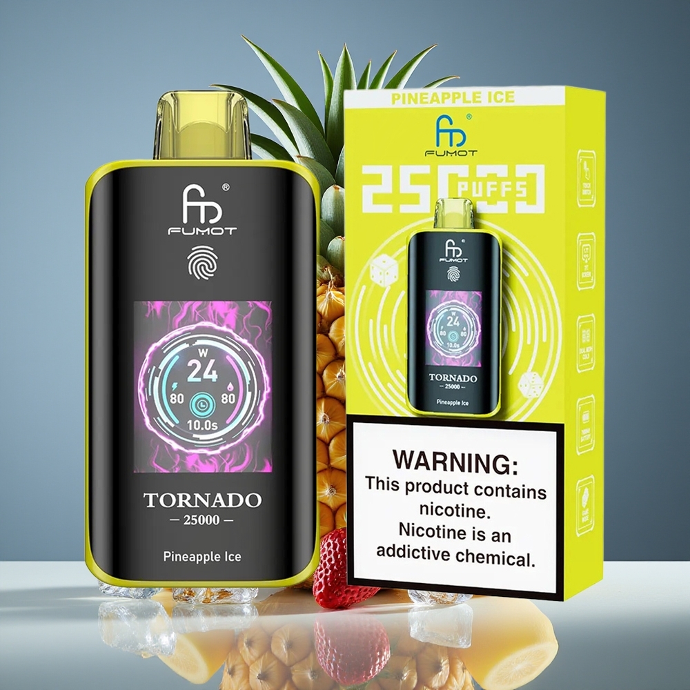 Fumot Tornado 25000 Puffs Rechargeable HD Screen Pineapple Ice Disposable Vape