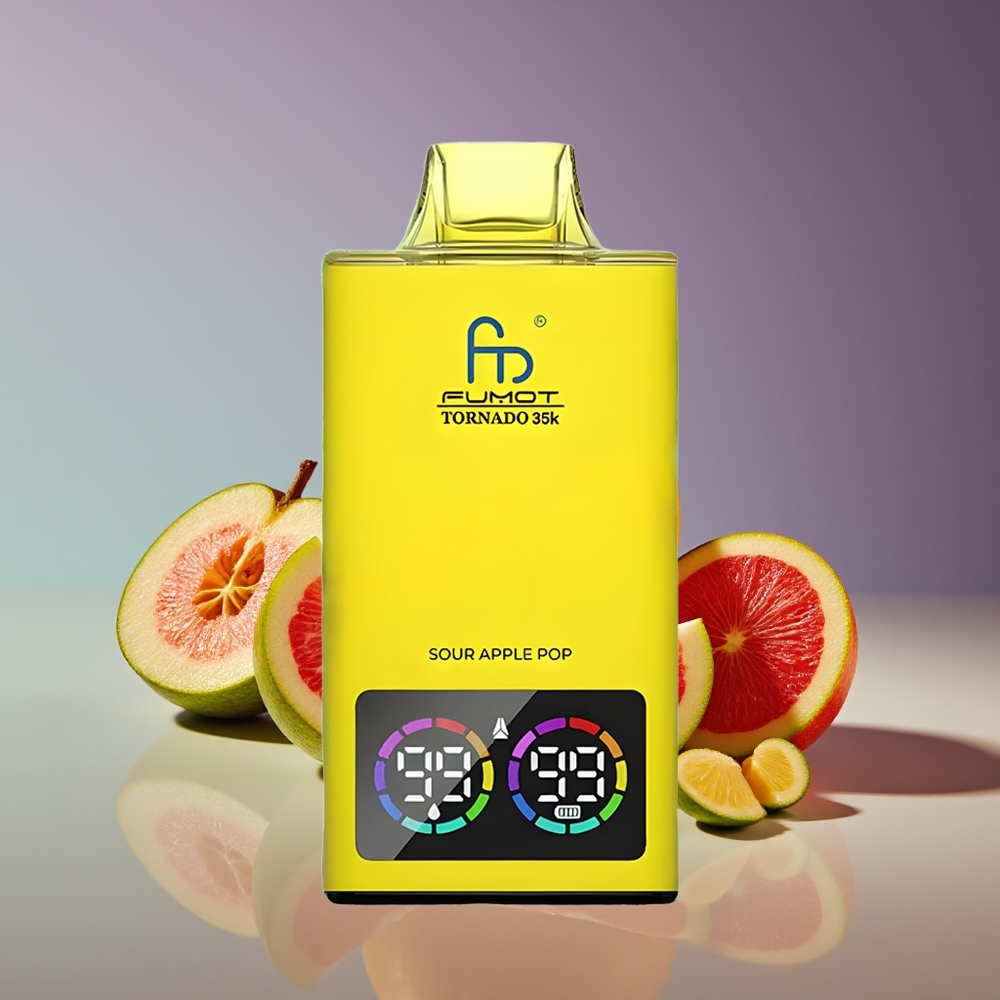 Fumot Tornado 35K Disposable Vape Dual Mesh 15ml Sour Apple Fast Charging USB-C
