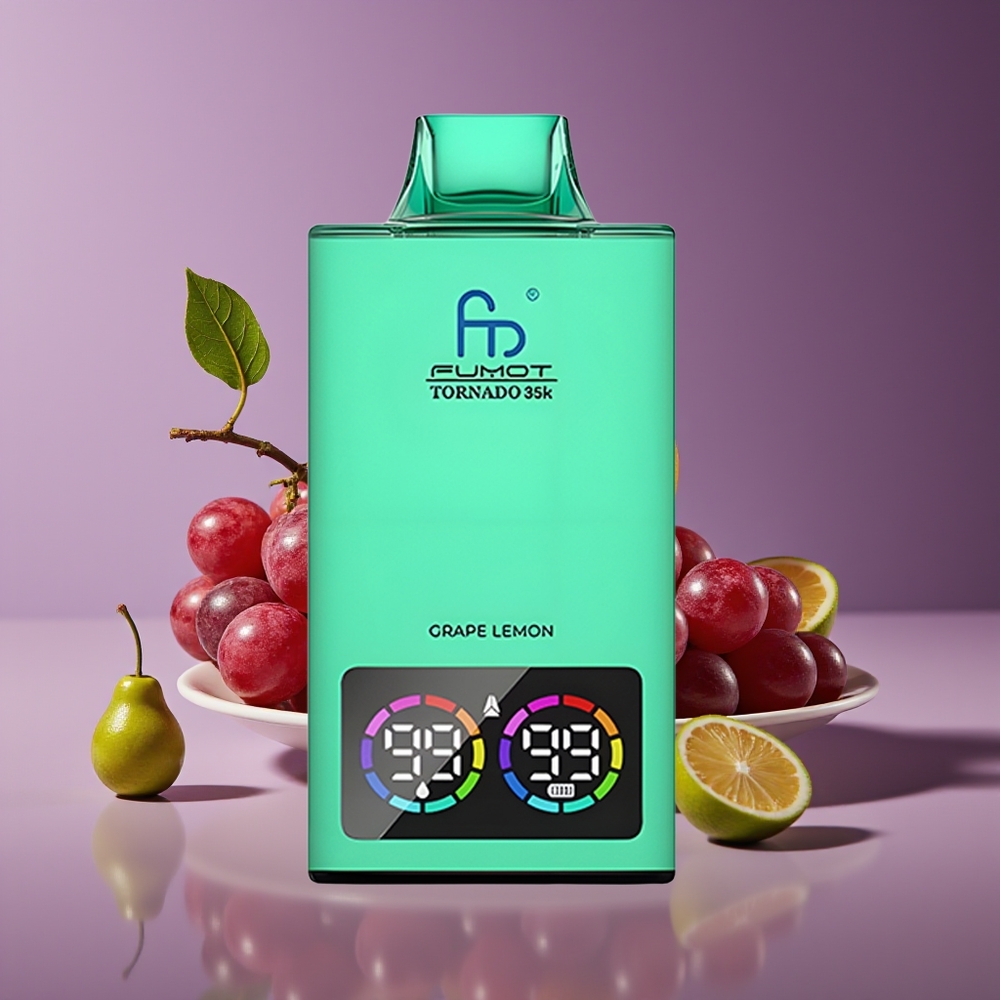 Fumot Tornado 35K Disposable Vape Grape Lemon with Dual Mesh Coil  RGB Lights