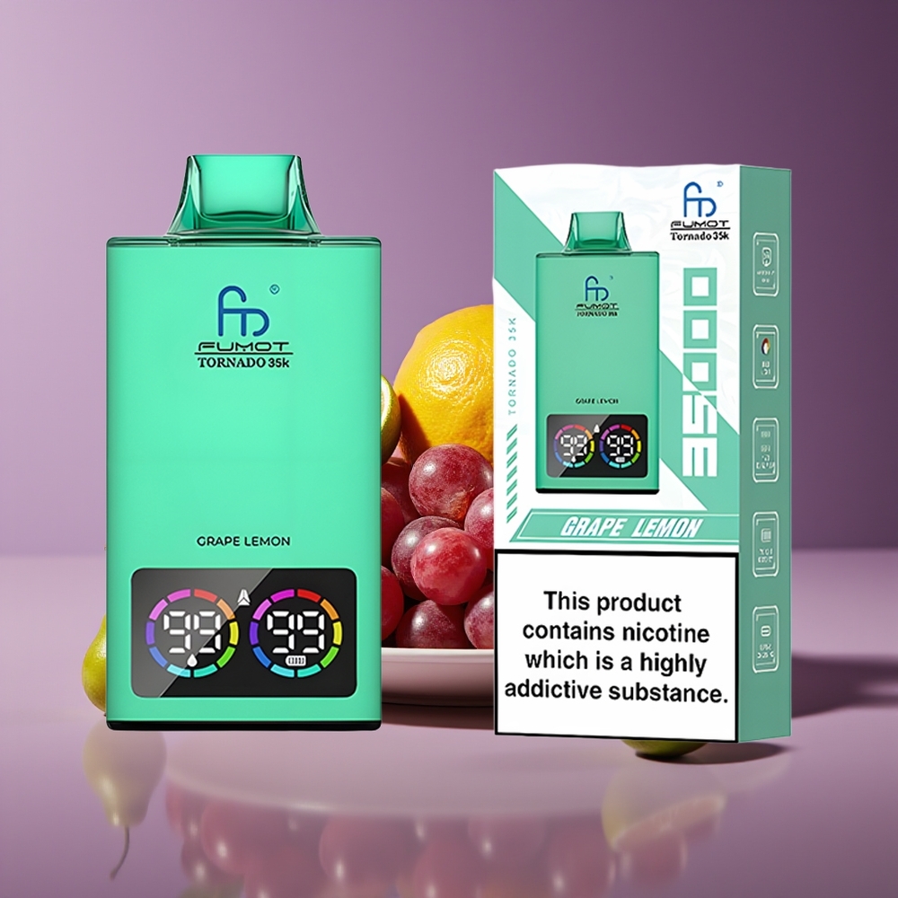 Fumot Tornado 35K Disposable Vape Grape Lemon with Dual Mesh Coil  RGB Lights