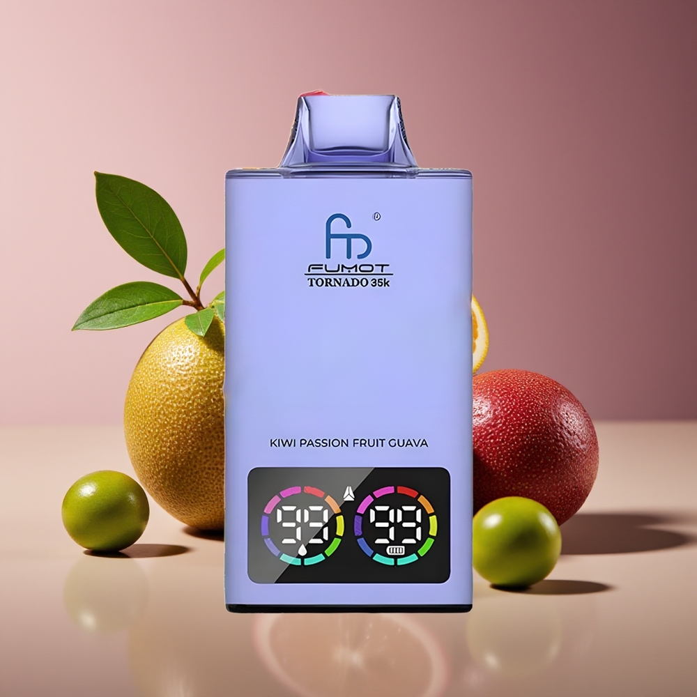 Fumot Tornado 35K Disposable Vape Kiwi Passion Fruit Guava 15ml Dual Mesh RGB USB-C