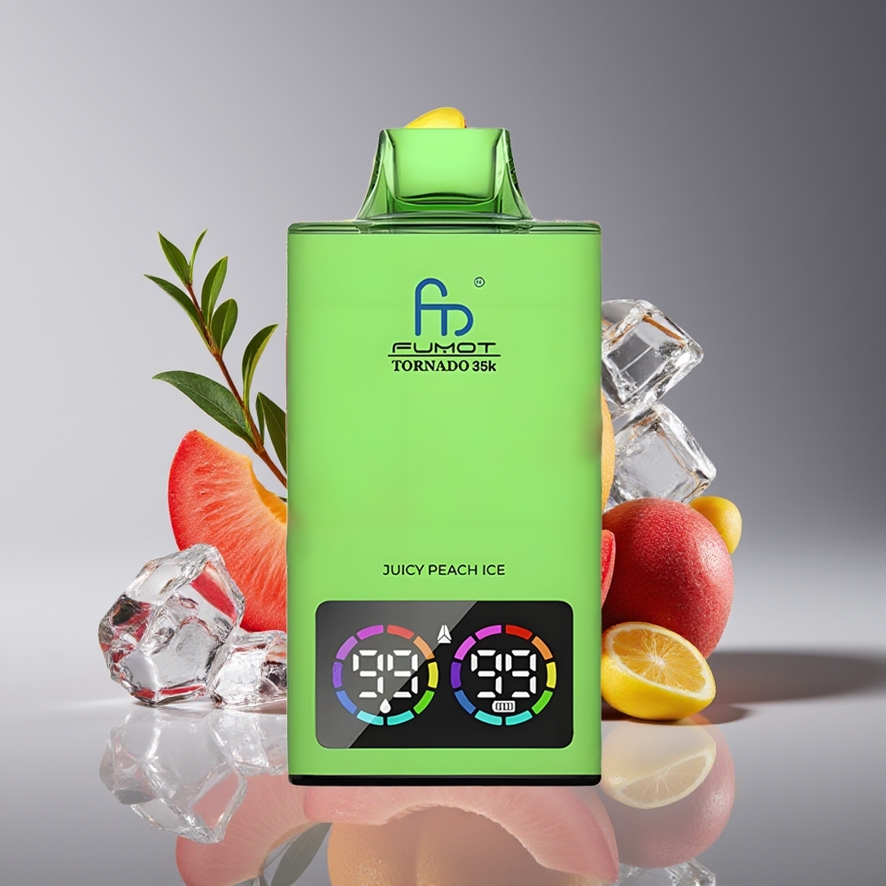Fumot Tornado 35K Dual Mesh 15ml Juicy Peach Ice Disposable Vape Fast USB-C 700MAH