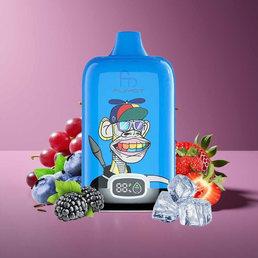 Fumot Tornado Digital Box 12000 Puffs 20ml Mesh Type-C Strawberry Grape Disposable Vape
