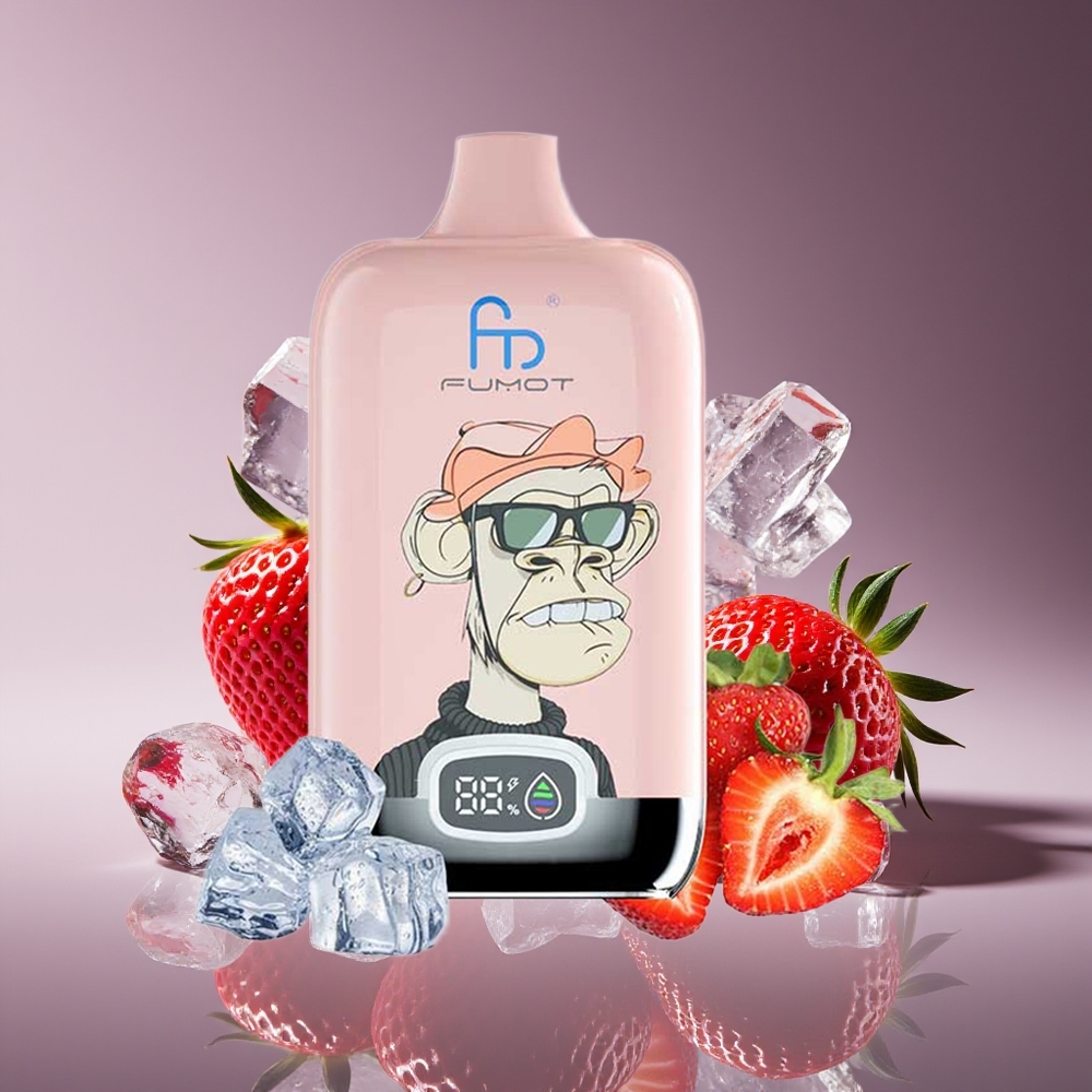 Fumot Tornado Digital Box 12000 Strawberry Ice Disposable Vape with Mesh Coil  Type-C