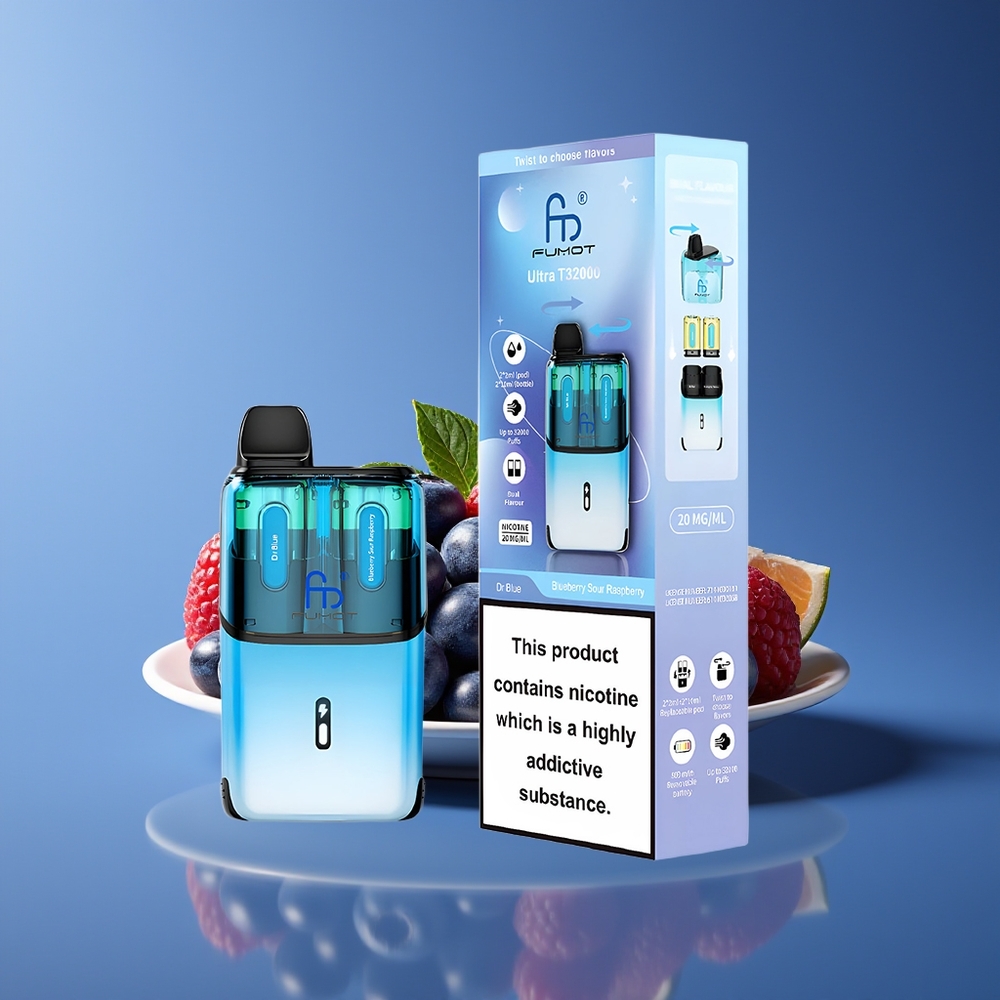 Fumot Ultra T32000 Disposable Vape 24ml Mesh 800mAh Type-C Dr Blue - Blueberry Sour Raspberry