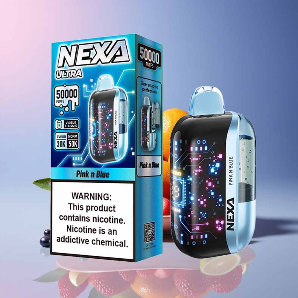 NEXA Ultra 50K 20ml 800mAh 5 Dual Mesh 3D Curved Screen Type-C Pink N Blue Disposable Vape