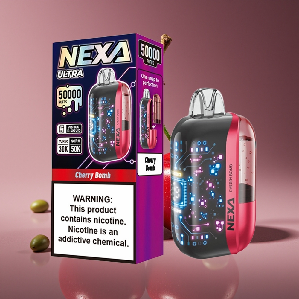 NEXA Ultra 50K 20ml 800mAh 5 Nicotine 09ohm Dual Mesh Display Cherry Bomb Disposable Vape