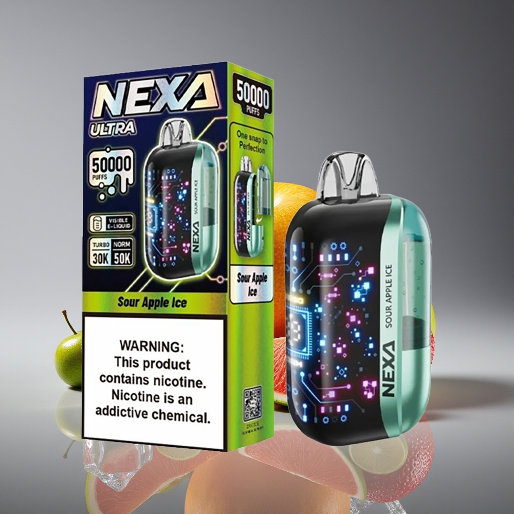 NEXA Ultra 50K 20ml 800mAh 5 Nicotine Dual Mesh Disposable Vape Sour Apple Ice