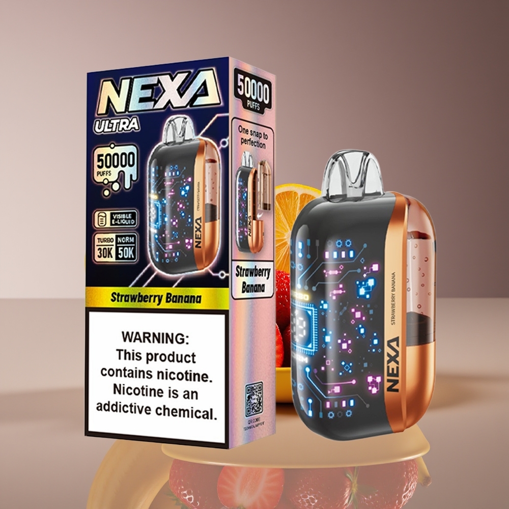 NEXA Ultra 50K 20ml 800mAh 5 Nicotine Dual Mesh Strawberry Banana Disposable Vape