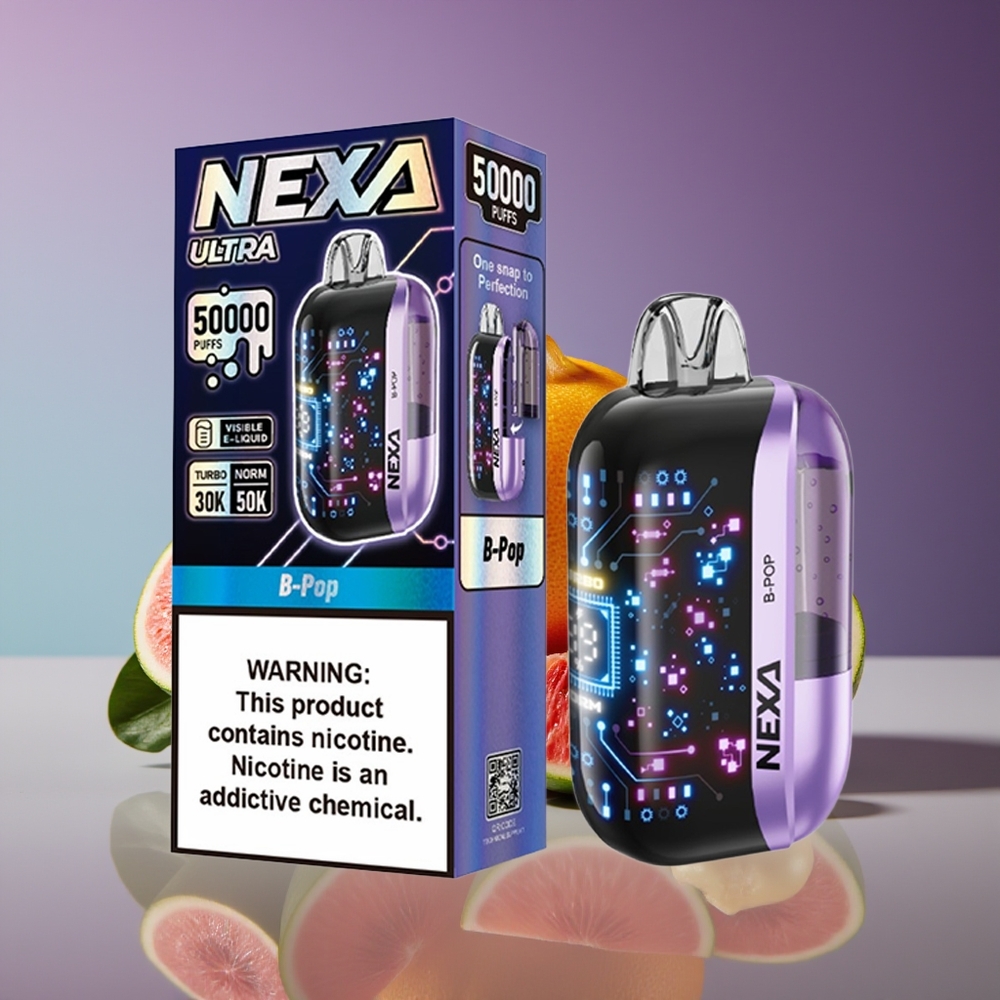 NEXA Ultra 50K B-Pop Disposable Vape 20ml 800mAh 5 Dual Mesh 3D Screen Type-C