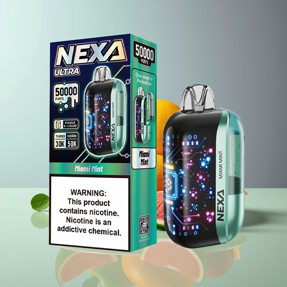 NEXA Ultra 50K Disposable Vape 20mL 800mAh 5 Nicotine Dual Mesh 09ohm Type-C Miami Mint