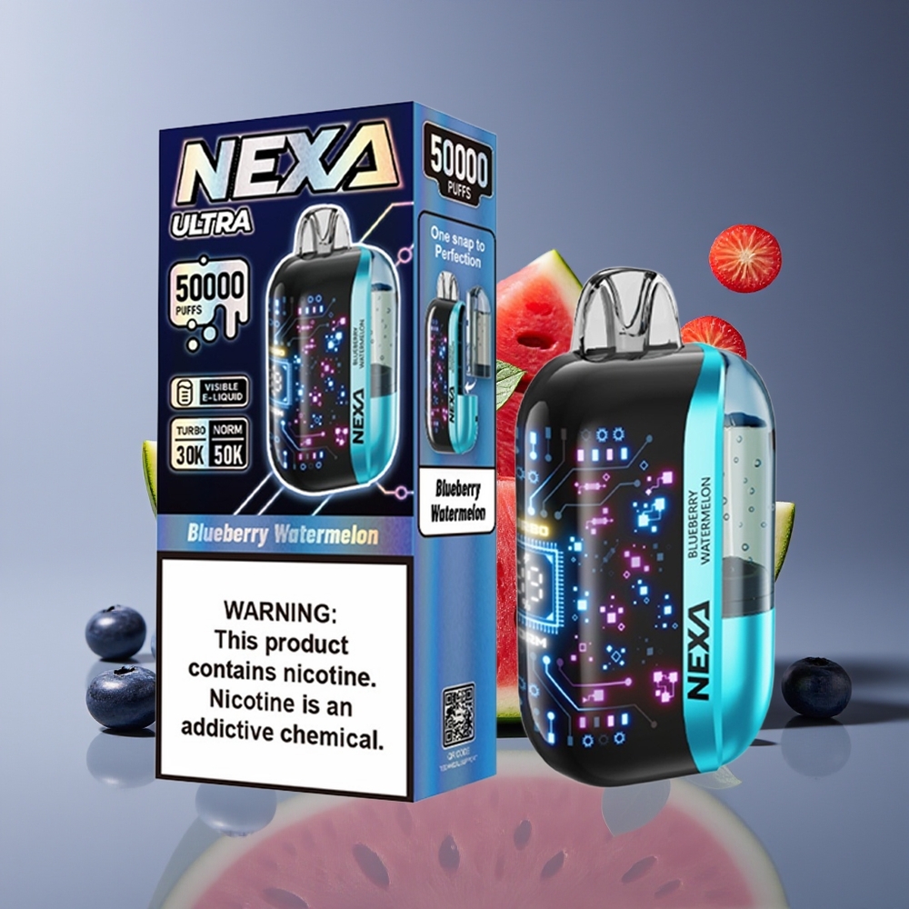 NEXA Ultra 50K Disposable Vape Blueberry Watermelon 20ml 800mAh 5 Nicotine 09ohm Dual Mesh Type-C