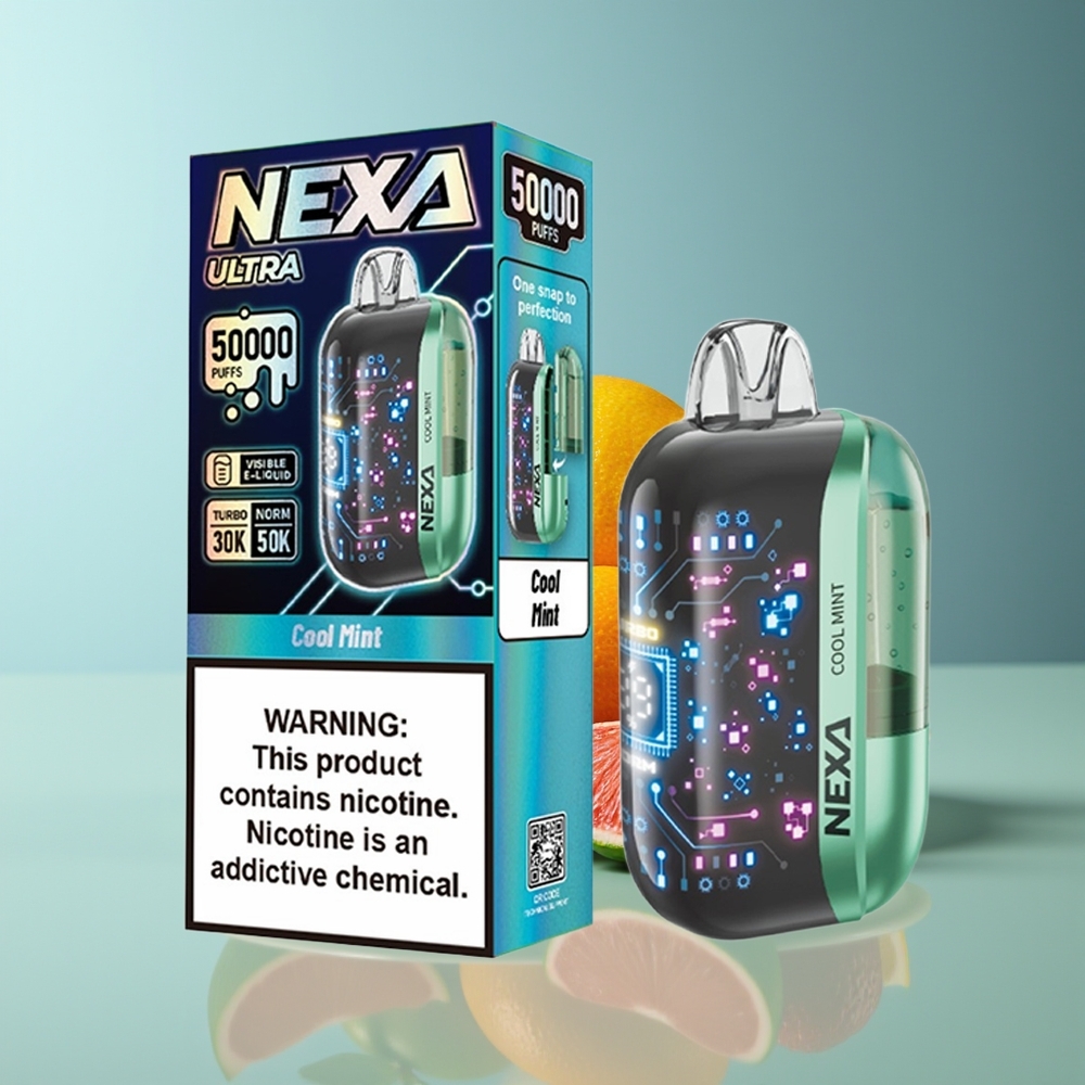 NEXA Ultra 50K Disposable Vape Cool Mint 20ml 800mAh 5 Nicotine 09ohm Dual Mesh Type-C