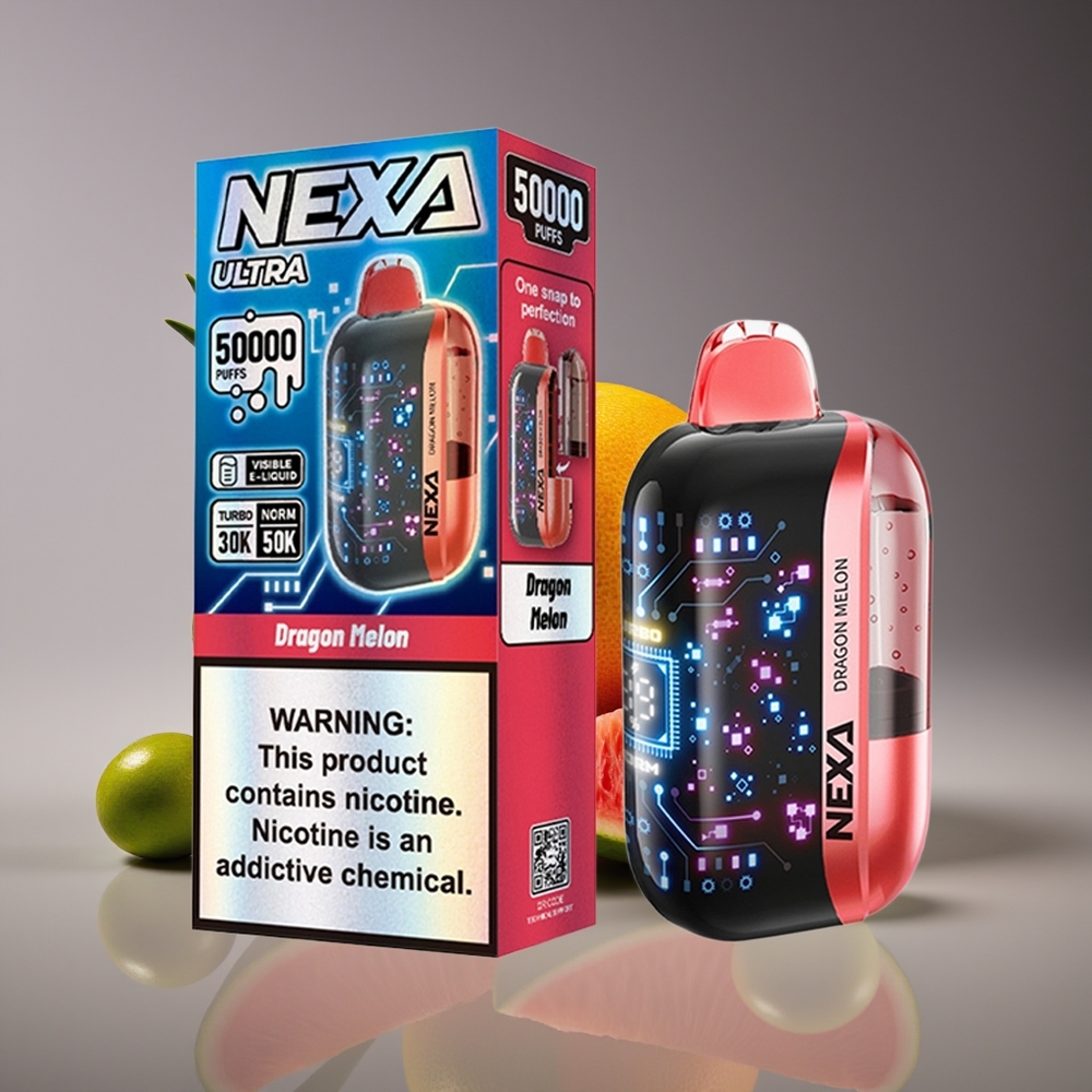 NEXA Ultra 50K Disposable Vape Dragon Melon 20ml 800mAh 5 Type-C 3D Screen