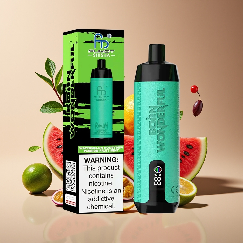 RandM Fumot Shisha 10000 Puffs 18mL 850mAh Type-C Watermelon Honeydew Passion Mint Disposable Vape
