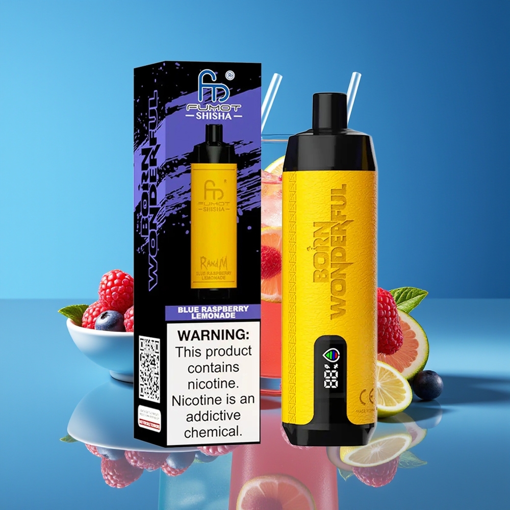 RandM Fumot Shisha 10000 Puffs 18mL Type-C 850mAh Mesh 05 Nic Blue Razz Lemonade Disposable Vape