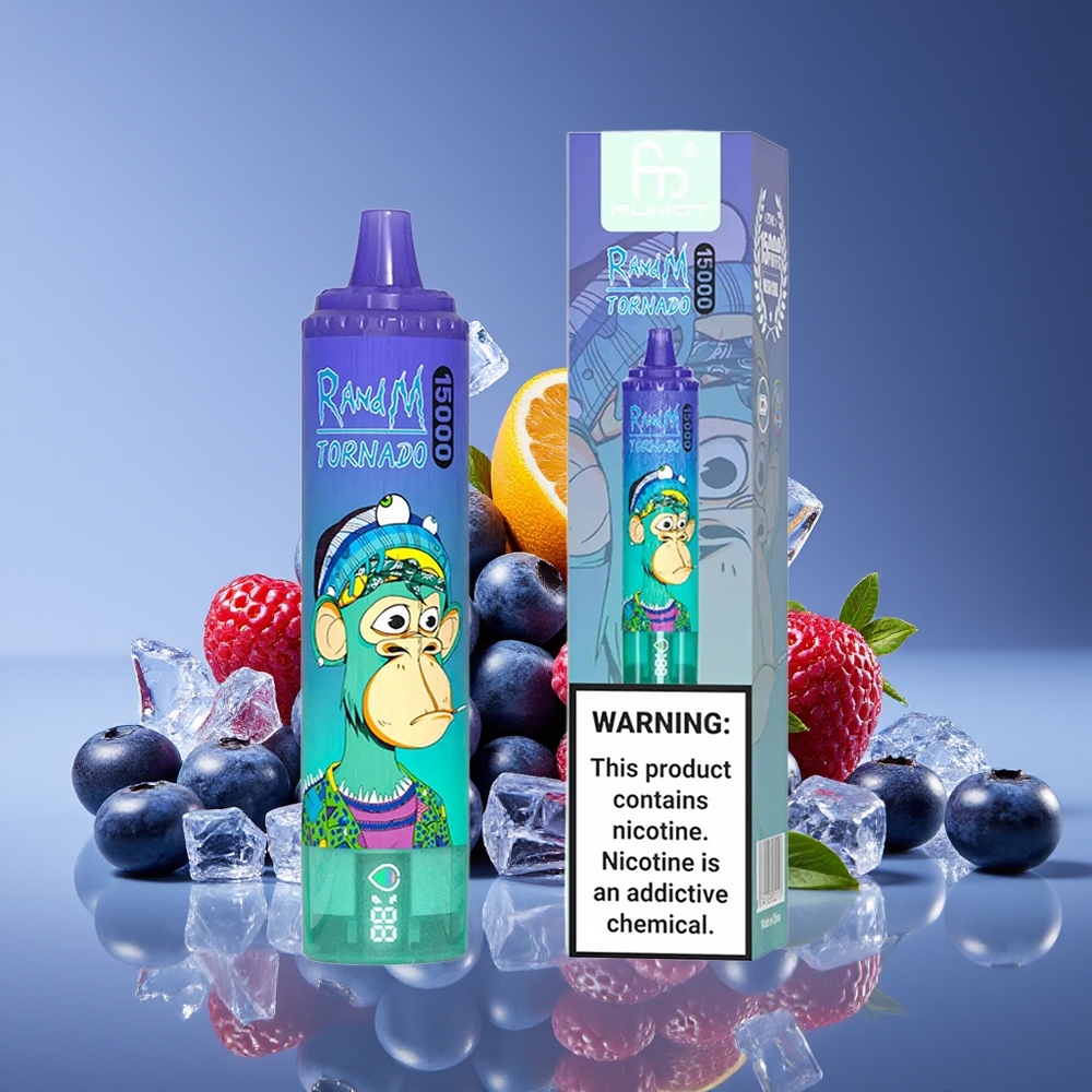 RandM Fumot Tornado 15000 Puffs 25ml 850mAh Mesh Coil Blueberry On Ice Disposable Vape