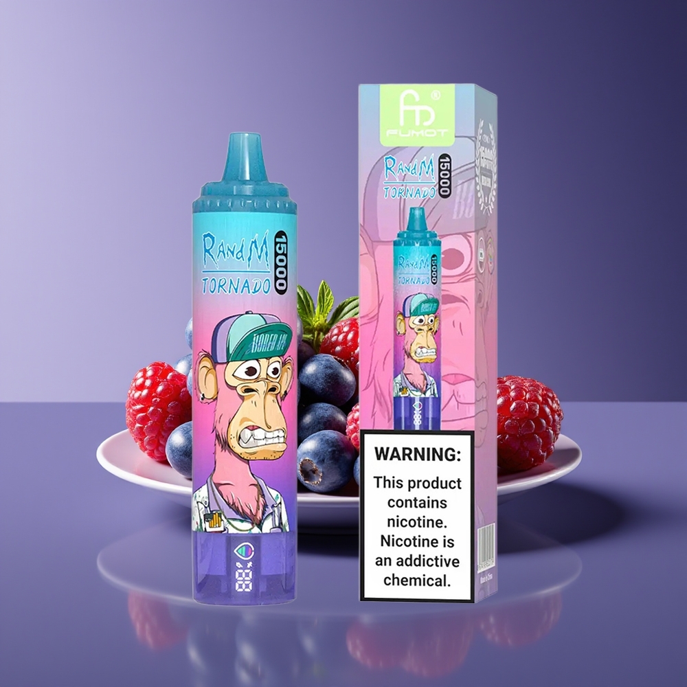 RandM Fumot Tornado 15000 Puffs 25ml 850mAh Mesh Coil Blueberry Raspberry Disposable Vape