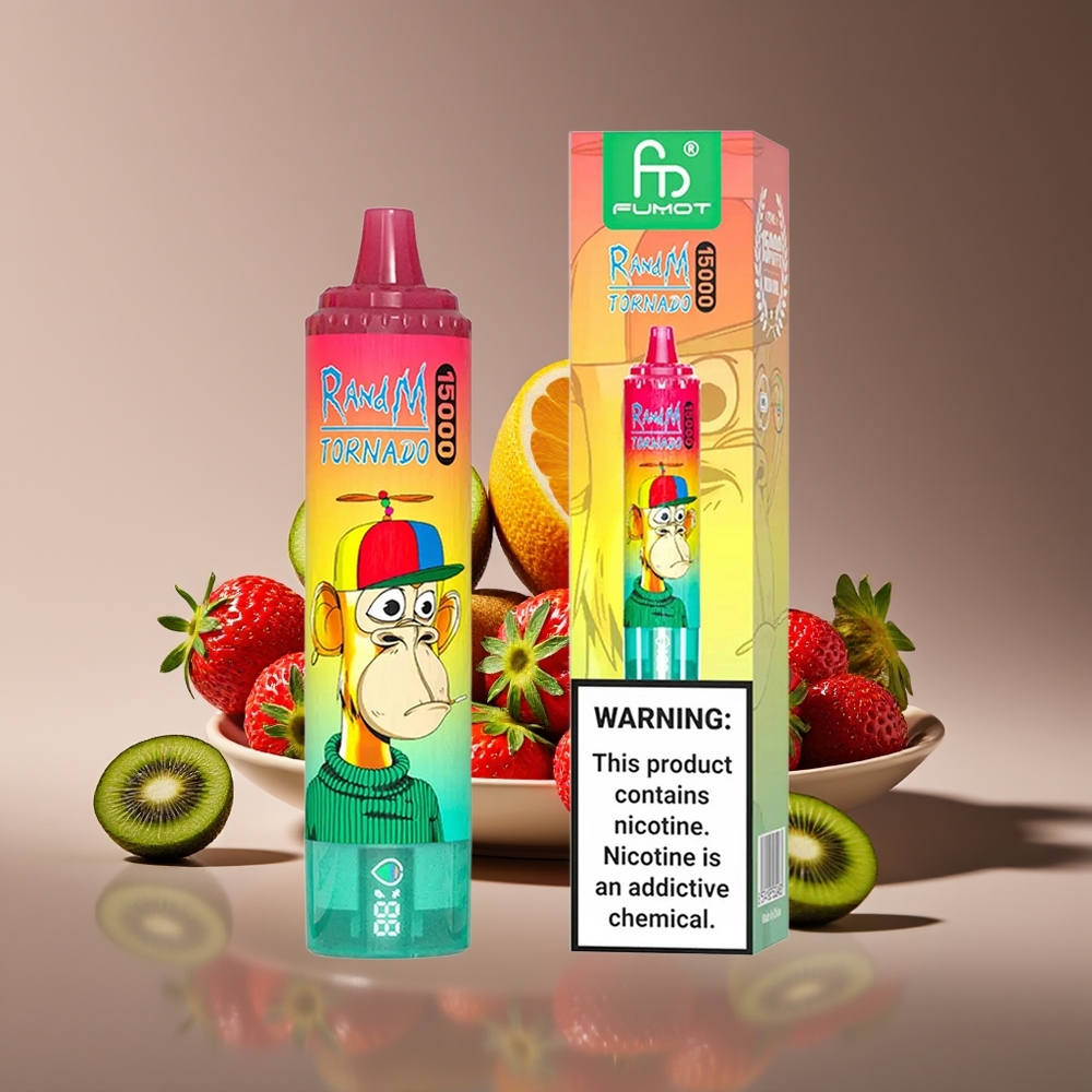 RandM Fumot Tornado 15000 Puffs 25ml 850mAh Mesh Coil Strawberry Kiwi Disposable Vape
