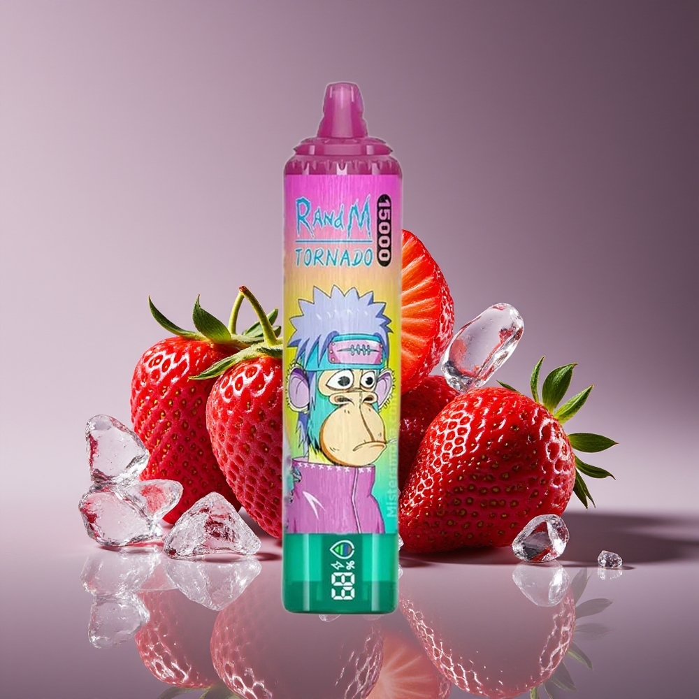 RandM Fumot Tornado 15000 Puffs 25ml 850mAh Mesh Iced Strawberry Disposable Vape