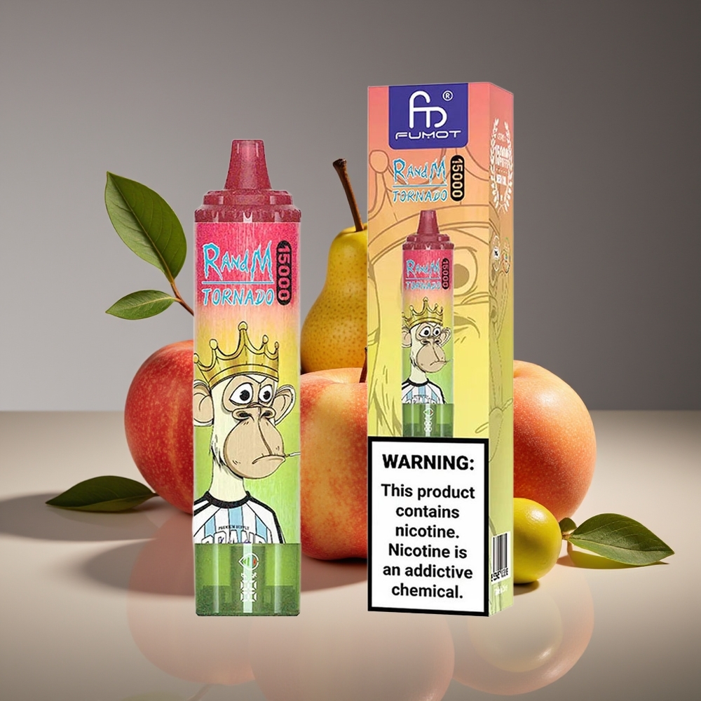 RandM Fumot Tornado 15000 Puffs 25ml 850mAh Mesh LCD Apple Peach Pear Disposable Vape