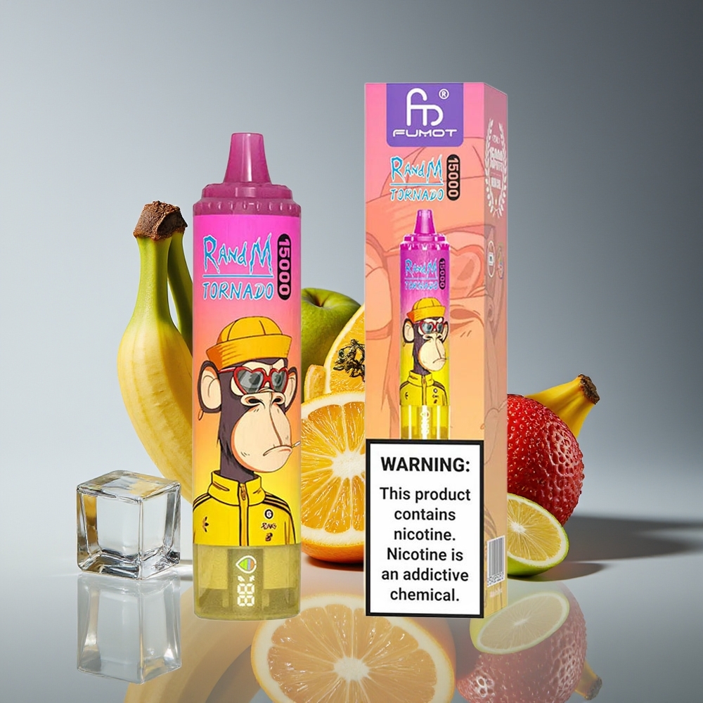 RandM Fumot Tornado 15000 Puffs 25ml 850mAh Mesh LCD Banana Ice Disposable Vape