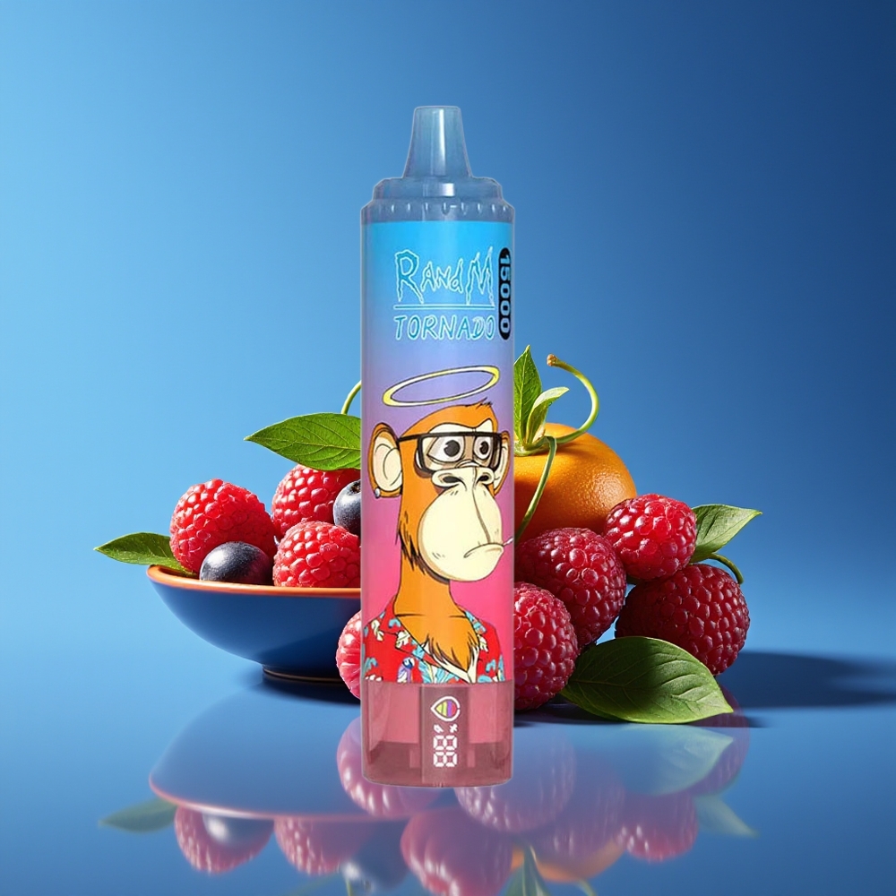 RandM Fumot Tornado 15000 Puffs 25ml 850mAh Mesh LCD Disposable Vape Blue Razz Cherry