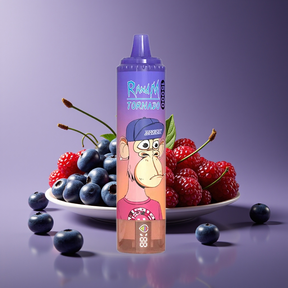 RandM Fumot Tornado 15000 Puffs 25ml 850mAh Mesh LCD Disposable Vape Blueberry Cherry Cranberry