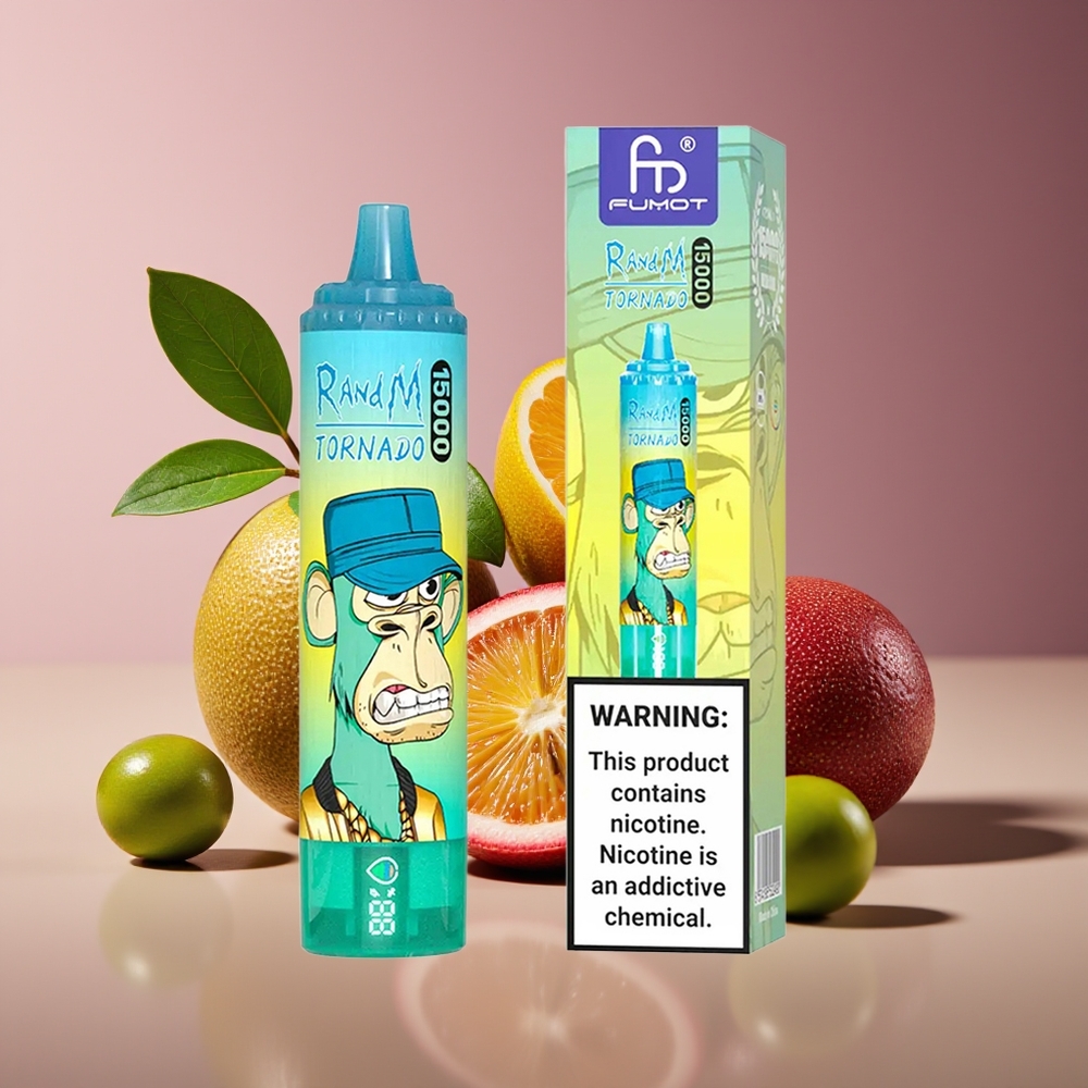 RandM Fumot Tornado 15000 Puffs 25ml 850mAh Mesh LCD Kiwi Passion Fruit Guava Disposable Vape