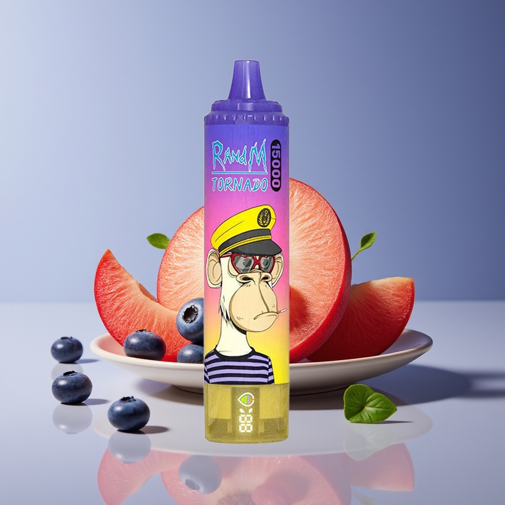 RandM Fumot Tornado 15000 Puffs 25ml 850mAh Mesh LCD Peach Blueberry Candy Disposable Vape