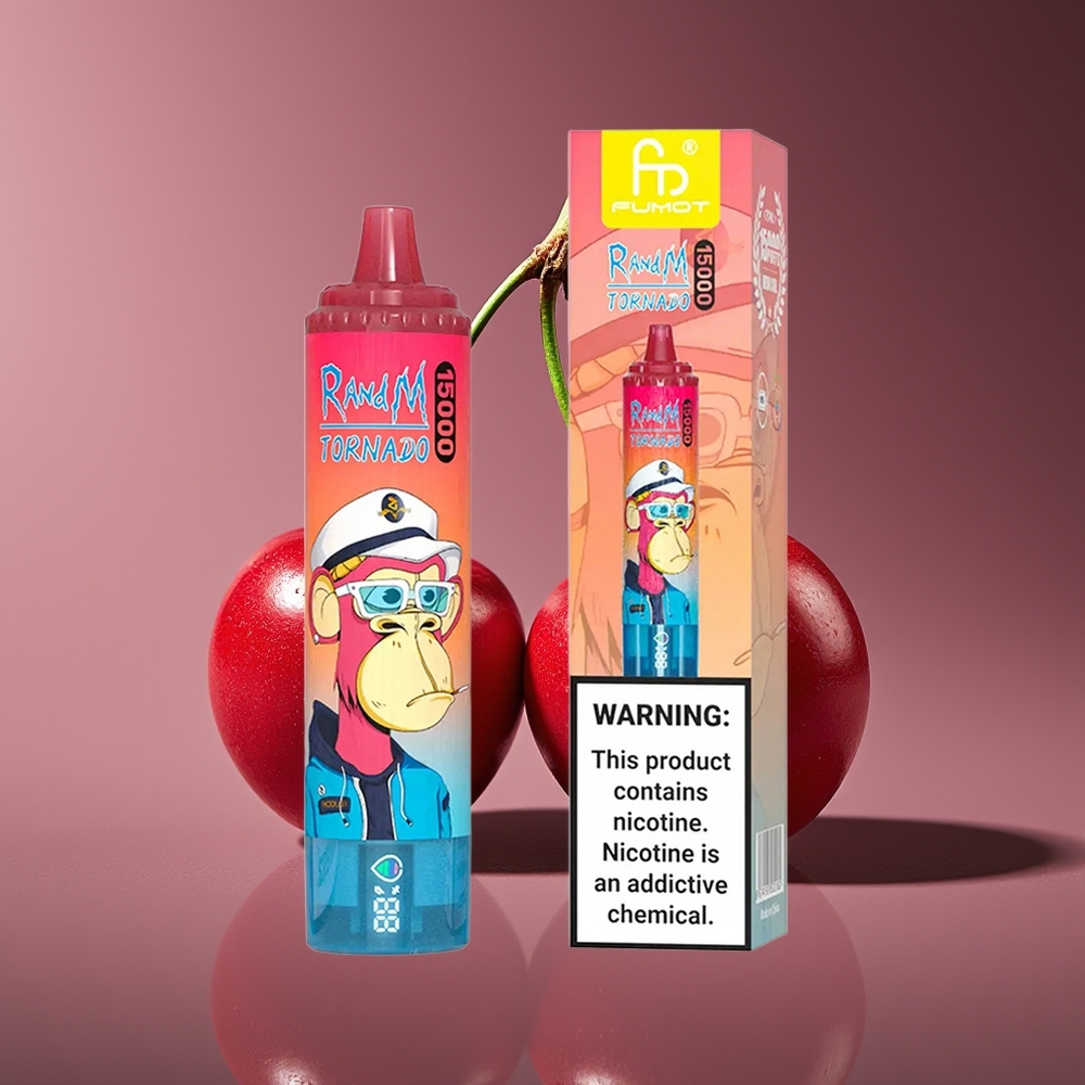 RandM Fumot Tornado 15000 Puffs 25ml 850mAh Mesh LCD Type-C Disposable Vape Cherry