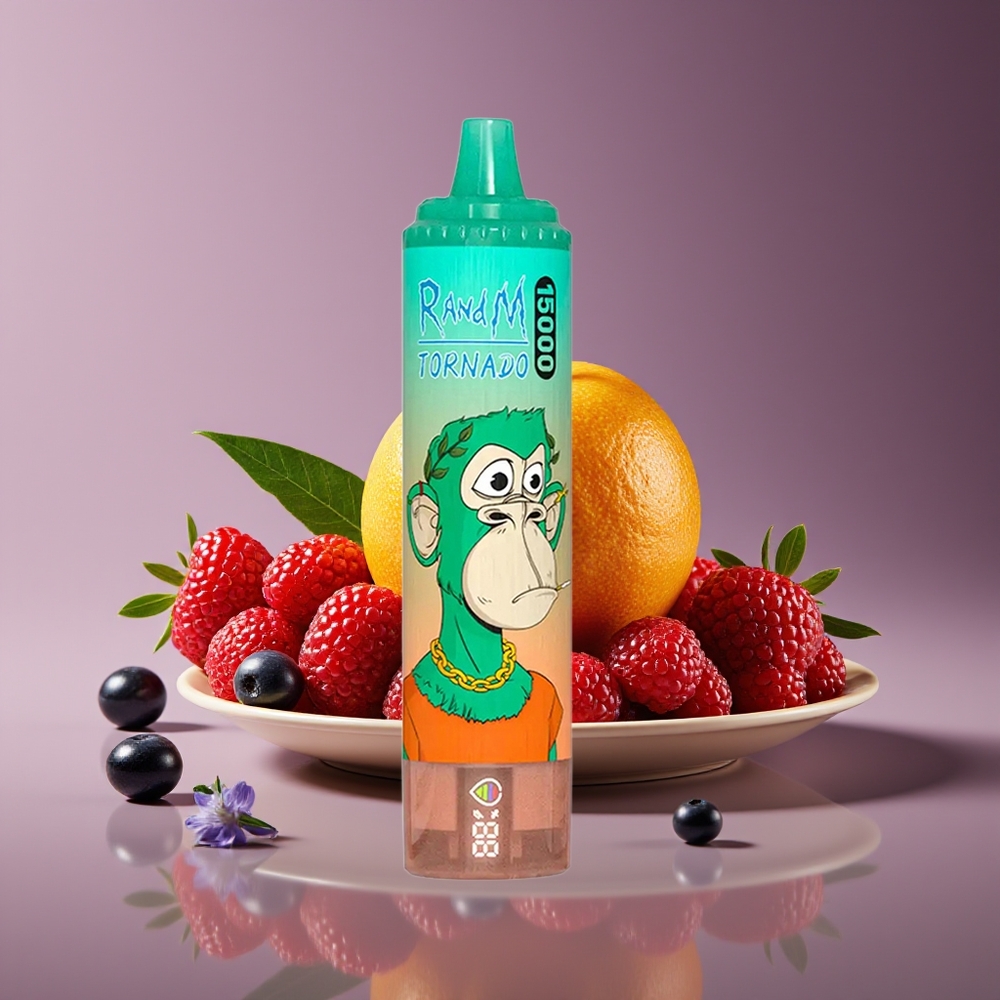 RandM Fumot Tornado 15000 Puffs 25ml 850mAh Mesh LCD Type-C Disposable Vape Triple Berry