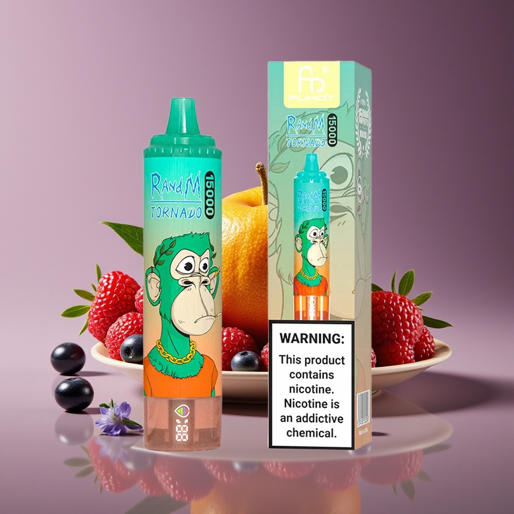 RandM Fumot Tornado 15000 Puffs 25ml 850mAh Mesh LCD Type-C Disposable Vape Triple Berry