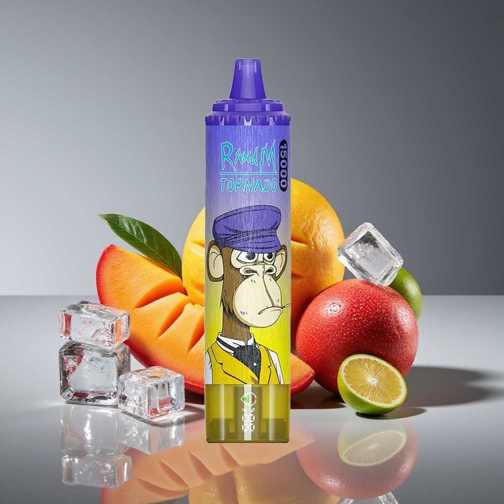RandM Fumot Tornado 15000 Puffs 25ml 850mAh Mesh LCD Type-C Mango On Ice Disposable Vape