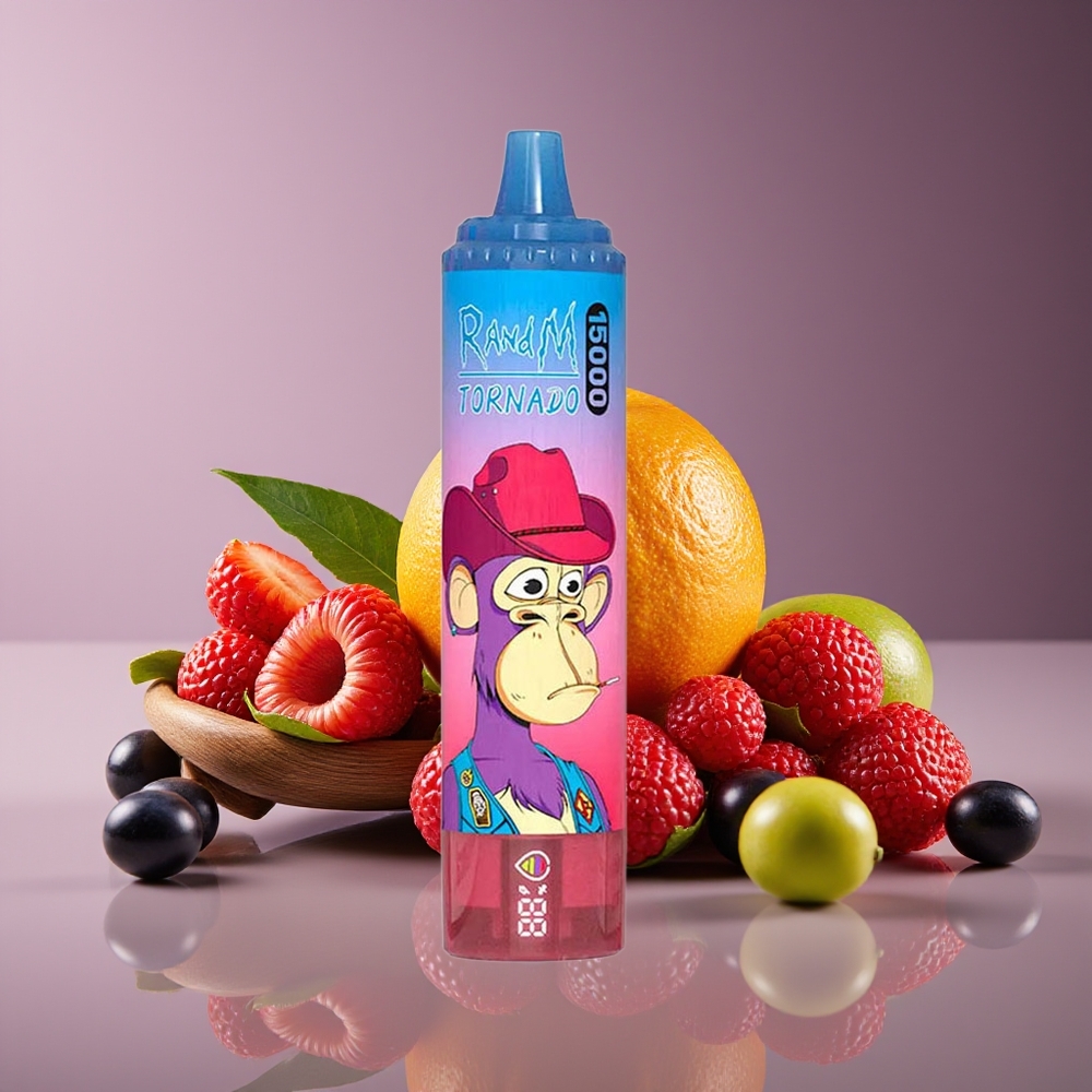 RandM Fumot Tornado 15000 Puffs 25ml 850mAh Mesh LCD Type-C Mixed Berry Disposable Vape