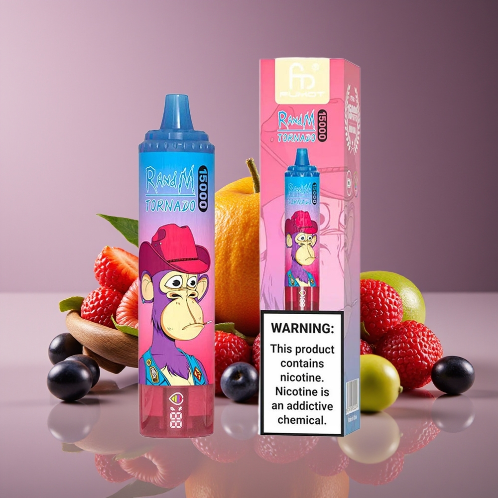 RandM Fumot Tornado 15000 Puffs 25ml 850mAh Mesh LCD Type-C Mixed Berry Disposable Vape