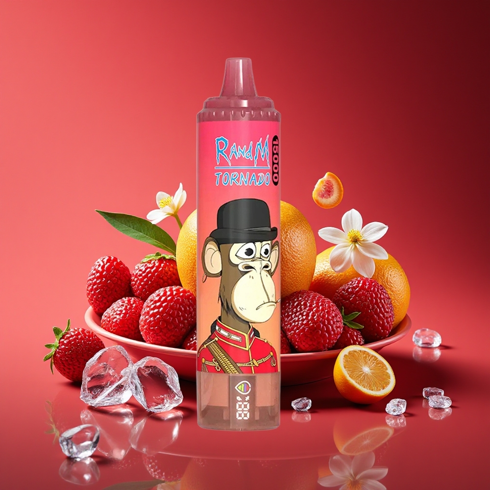 RandM Fumot Tornado 15000 Puffs 25ml 850mAh Mesh LCD Type-C Red Energy Ice Disposable Vape