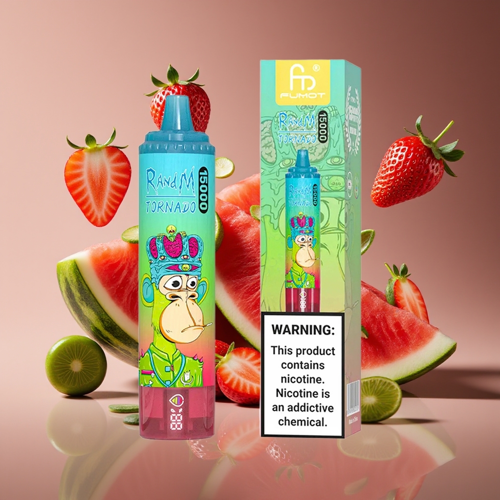 RandM Fumot Tornado 15000 Puffs 25ml 850mAh Mesh Strawberry Watermelon Disposable Vape
