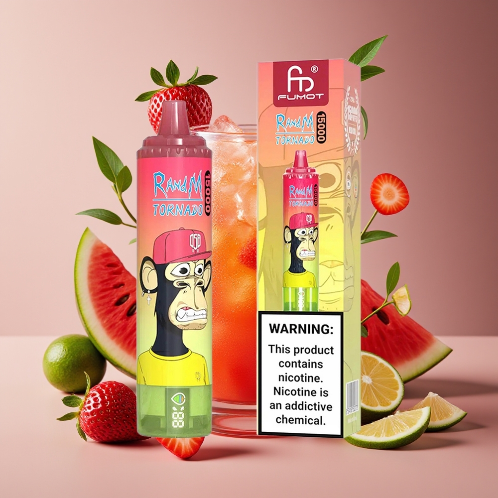 RandM Fumot Tornado 15000 Puffs 25ml 850mAh Mesh Strawberry Watermelon Lemonade Disposable Vape