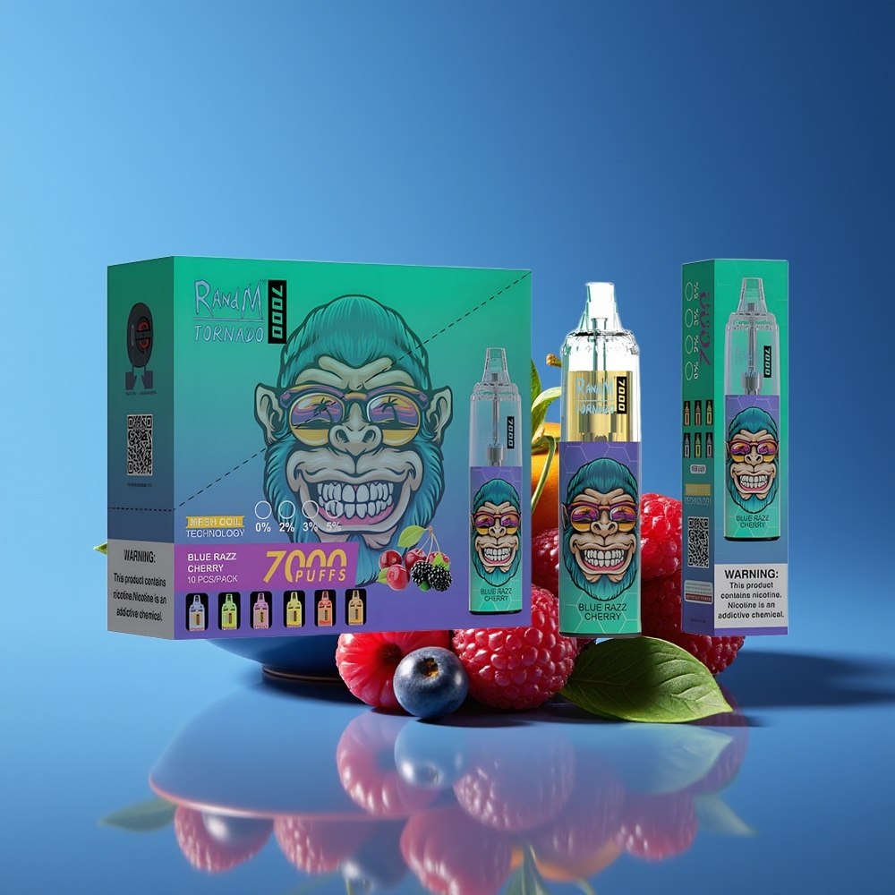 RandM Fumot Tornado 7000 Puffs 14ML 850MAH Mesh Blue Razz Cherry Disposable Vape