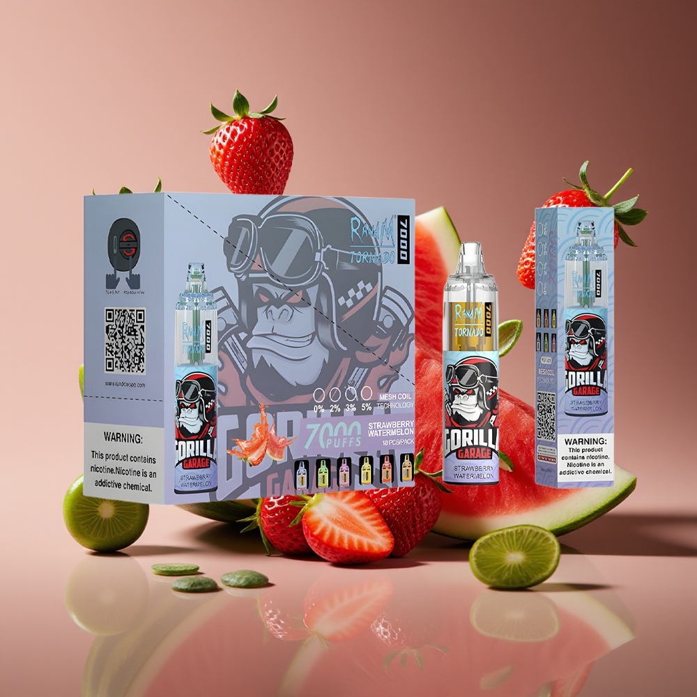 RandM Fumot Tornado 7000 Puffs 14ML 850MAH Mesh Strawberry Watermelon Disposable Vape