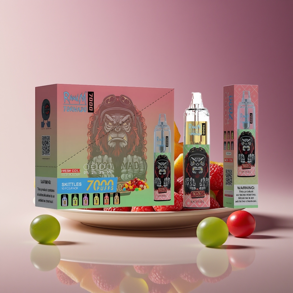 RandM Fumot Tornado 7000 Puffs 14ML 850MAH Mesh Type-C RGB Air-Adjustable Skittles