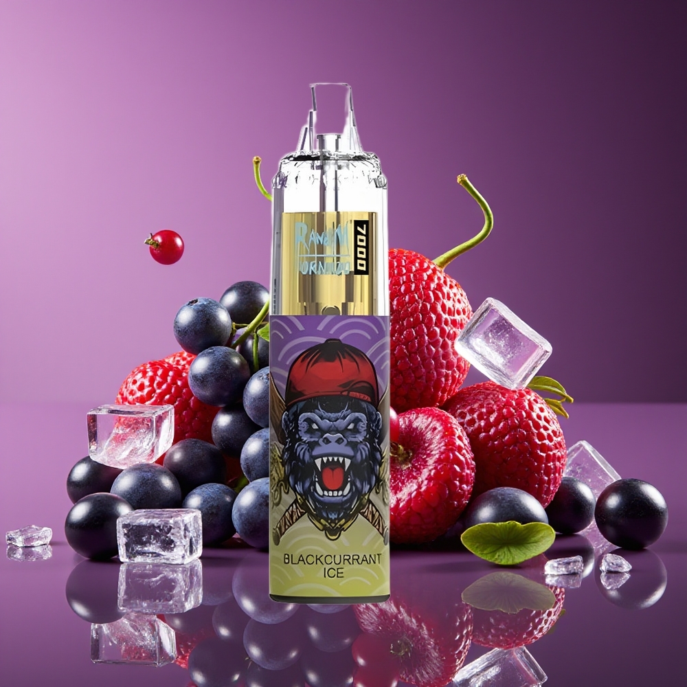 RandM Fumot Tornado 7000 Puffs 14ML Mesh 850MAH Type-C RGB Air-Adjustable Blackcurrant Ice